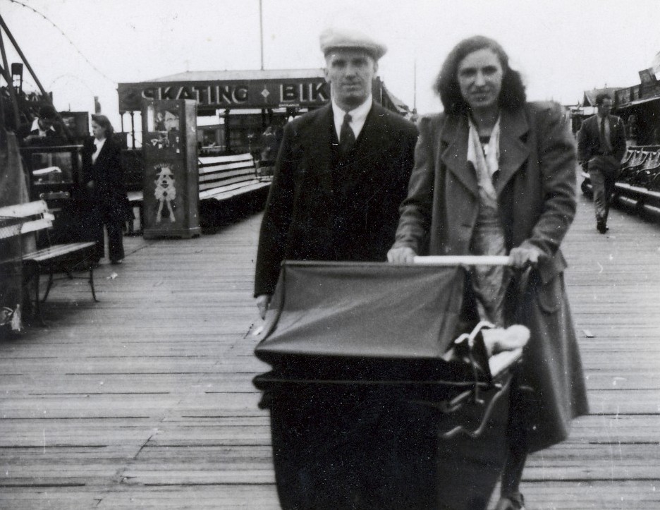 Blackpool 1941 - Robert aged 35, Maria aged 30, my mum in the pram.