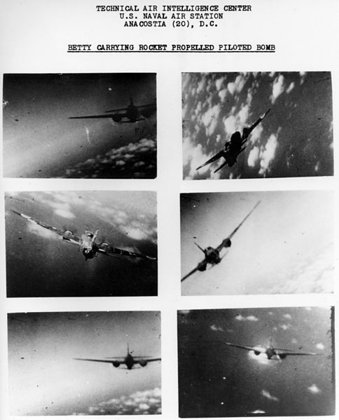 Mitsubishi_G4M2e_with_Okha_under_attack_1945
